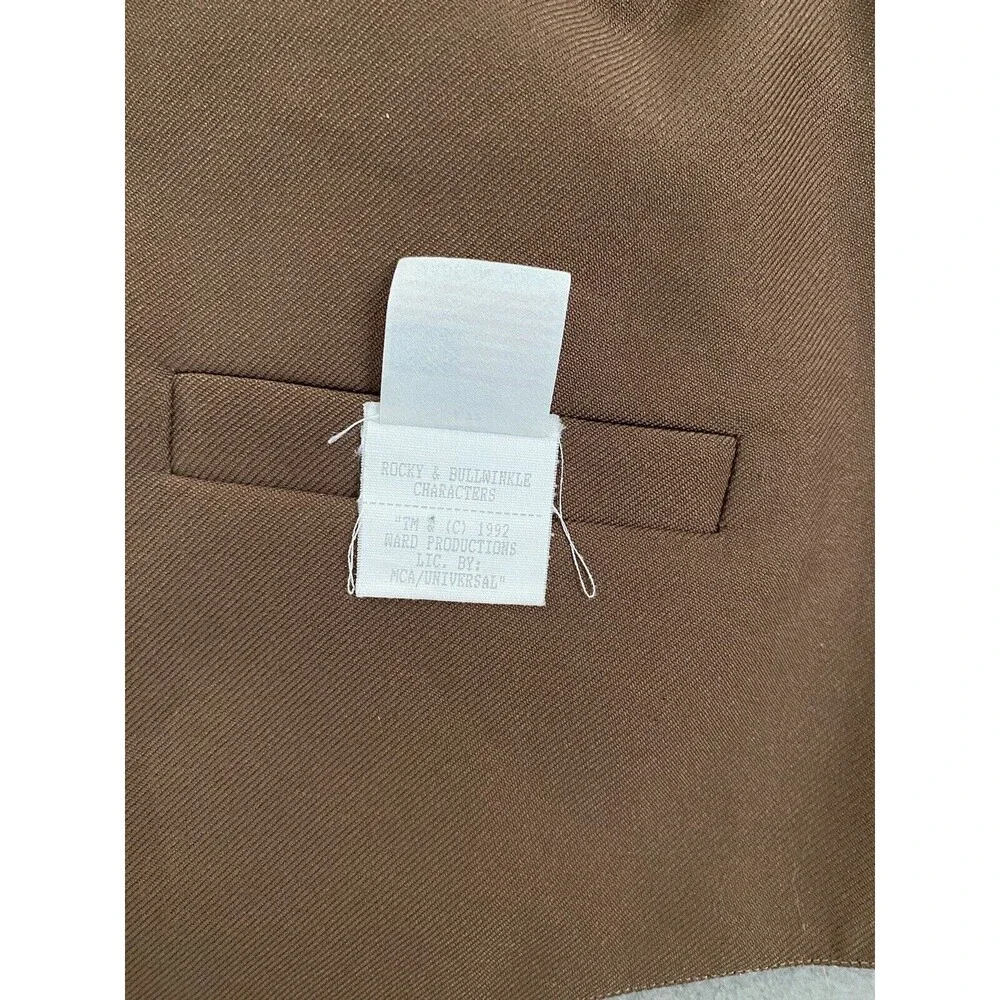 Too Cute Rocky Bullwinkle Vest‎ Men's L Brown 1992 Hanna Barbara Boris Cartoon
